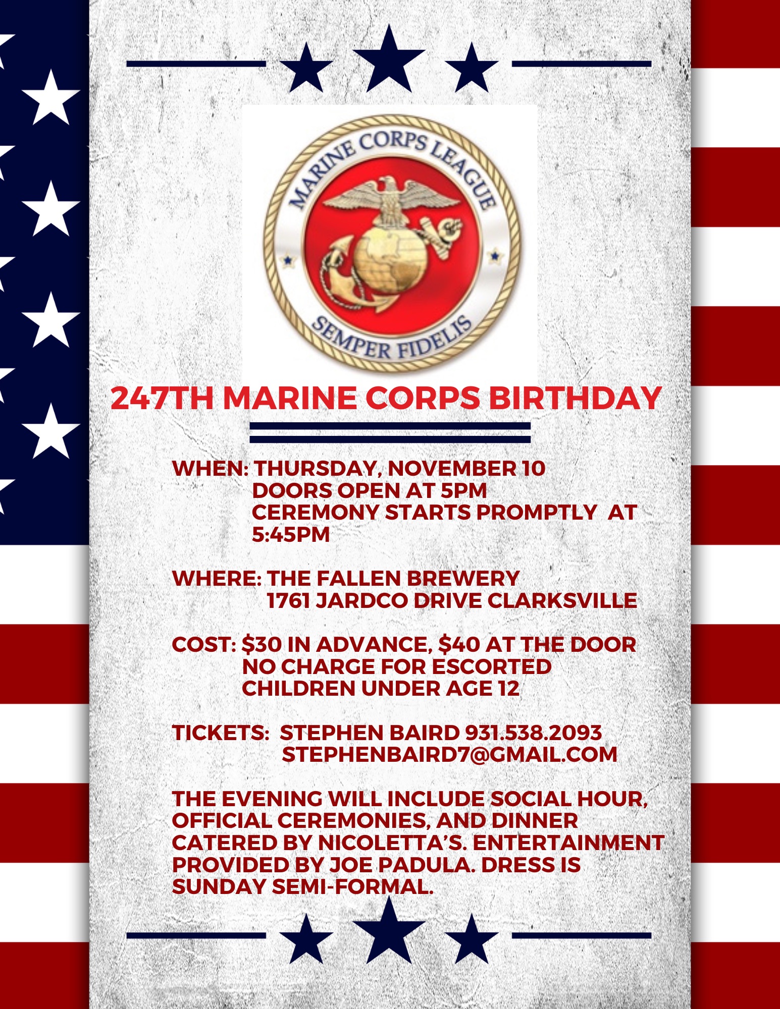 247th Marine Corps Birthday Celebration at The Fallen Brewery